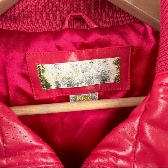 Paper Denim & Cloth Women’s Large Pink Faux Leather Bomber Jacket - Picture 4 of 10